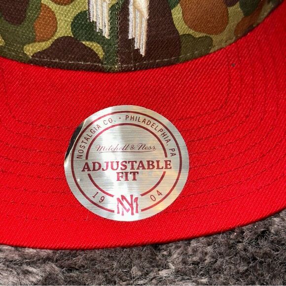 Mitchell & Ness NBA Green Tan Camo Print Rockets Adjustable Fit Cap Streetwear - Picture 5 of 10